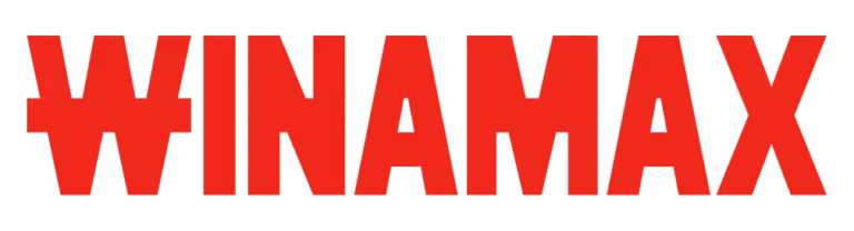 Texte « WINAMAX » en rouge vif sur fond noir. Le design est saisissant et énergique, transmettant un sentiment d'excitation et d'audace